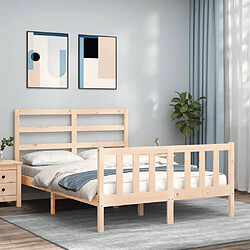 Maison Chic Cadre/structure de lit avec tête de lit pour adulte - Lit Moderne Chambre 140x200 cm bois massif -MN14047