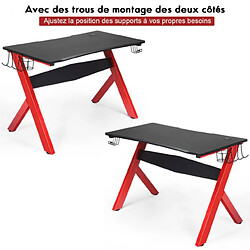 Helloshop26 Bureau gamer pour e-sport avec porte-gobelet tapis de souris support pour ecouteurs en fibre de carbone et cadre en acier 20_0002084