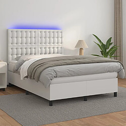 vidaXL Sommier à lattes de lit avec matelas et LED Blanc 140x200 cm 