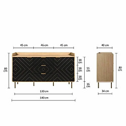 Acheter Tbs Line Buffet 2 Portes 3 Tiroirs - Papier Imitation Bois Et Imprimé Ht190106