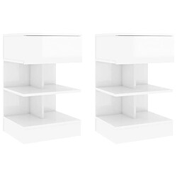 vidaXL Tables de chevet 2 pcs Blanc brillant 40x35x65 cm