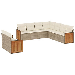 Maison Chic Salon de jardin avec coussins 9 pcs | Ensemble de Table et chaises | Mobilier d'Extérieur beige résine tressée -GKD94106