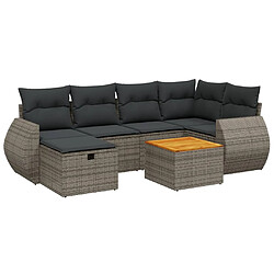 vidaXL Salon de jardin avec coussins 7 pcs gris résine tressée