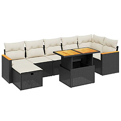 vidaXL Salon de jardin 8 pcs avec coussins noir résine tressée