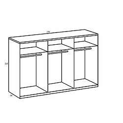 Avis Inside 75 Armoire corniche ENINA décor graphite 2 portes miroirs 4 portes motif tressage viennois