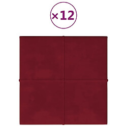 vidaXL Panneaux muraux 12 pcs Rouge bordeaux 30x30 cm Velours 1,08 m²