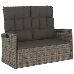 Maison Chic Banc de jardin | Banquette de jardin | Chaise Relax inclinable et coussins gris 118cm résine tressée -MN24610