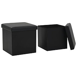 vidaXL Tabourets de rangement pliables lot de 2 noir similicuir