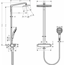 Hansgrohe Colonne de douche 360 1jet, Bras de douche 380mm chromé