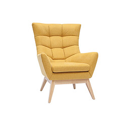 Miliboo Fauteuil scandinave moutarde et bois BRODY