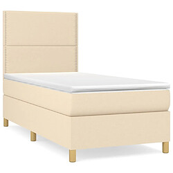 Maison Chic Structures de lit + matelas,Lit à sommier tapissier et matelas pour Chambre Crème 90x190 cm Tissu -MN27247