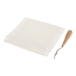 8pcs Blanc Blanc Toile Maille Et Poignée En Bois Courbé Loquet Crochet Tapis Tapisserie Outil De Bricolage