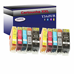 Lot de 10 Cartouches Compatibles Canon PGI525 XL/CLI526 XL - T3AZUR Lot de 10 Cartouches Compatibles pour Canon Pixma MG5250, MG5350, MG6150, MG6250 (2Bk/2PBk/2C/2M/2Y) - T3AZUR