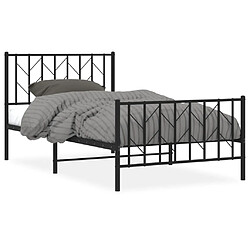 Maison Chic Cadre/structure de lit métal et tête de lit + pied de lit pour adulte - Lit Moderne Chambre noir 100x190 cm -MN17598