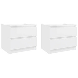 Maison Chic Lot de 2 Tables de chevet,Table de nuit,Table d'appoint pour salon Blanc brillant 50x39x43,5 cm Aggloméré -MN66201