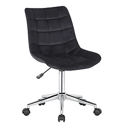 Decoshop26 Chaise de bureau en velours noir sur roulettes design moderne hauteur réglable BUR10600 