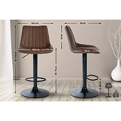 Non Lot de 2 tabourets de bar Toni simili cuir noir