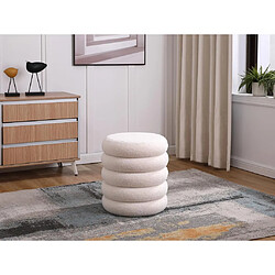 Vente-Unique Pouf en tissu bouclette blanc ECAMBI