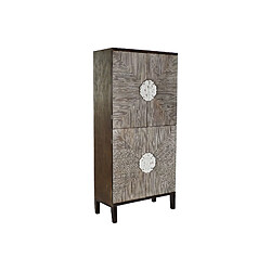 Pegane Armoire en bois sapin marron clair avec 4 portes et 2 étagères - Largeur 86 x Hauteur 181 x Profondeur 41cm