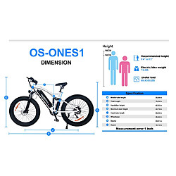 Onesport ONES1 Vélo électrique 26*4.0 Inch Fat Tires 48V 500W - Blanc