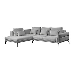 Acheter Vente-Unique Canapé d'angle gauche convertible en tissu texturé gris VILARETI