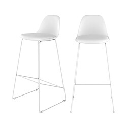 Rendez Vous Deco Chaise de bar Leni blanche 75 cm (lot de 2)