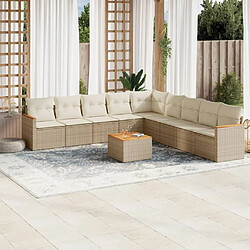 Maison Chic Salon de jardin avec coussins 10 pcs | Ensemble de Table et chaises | Mobilier d'Extérieur beige résine tressée -GKD87971