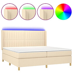 vidaXL Sommier à lattes de lit matelas et LED Crème 200x200 cm Tissu