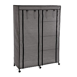 Pegane Armoire de rangement avec penderie sur roulettes coloris gris - Longueur 118 x Profondeur 49 x Hauteur 168 cm