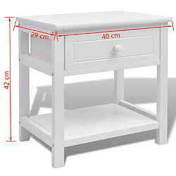 vidaXL Table de chevet 2 pcs Bois Blanc pas cher