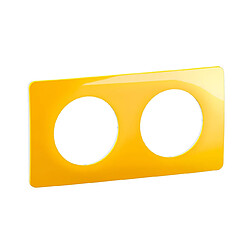 plaque de finition - 2 postes - jaune safran - legrand céliane cp0402