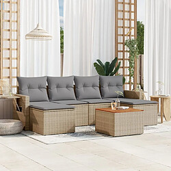 Maison Chic Salon de jardin avec coussins 7 pcs, Ensemble Tables et chaises de jardin, beige résine tressée -GKD449742