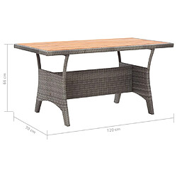 vidaXL Table de jardin Gris 120x70x66 cm Bois d'acacia massif pas cher