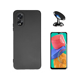 Kit de film en verre trempé de la couverture 5D + couvercle de silicone liquide + SuppOrt Magnétique Phonecare pour Oppo A38 4G - le noir 