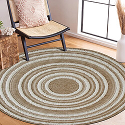 Thedecofactory JUTE RELIEF CIBLE - Tapis rond effet jute motifs en relief blanc diamètre 120 pas cher