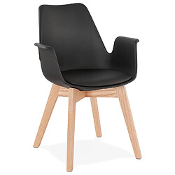 Alterego Chaise avec accoudoirs 'MISTRAL' noire style scandinave