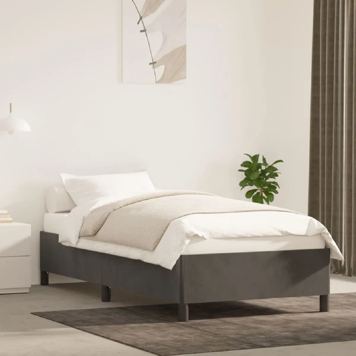 Maison Chic Lit adulte - Lit simple Cadre de lit,Structure du lit Contemporain Gris foncé 90x200 cm Velours -MN62162