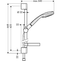 Hansgrohe - Set de douche Mono Croma 100 avec barre Unica'C 65 cm et porte-savon chroméHansgrohe-Set Croma 100 1jet EcoSmart / Unica'C 0,65 m