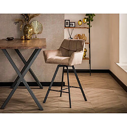 Lisa Design Hatti - lot de 2 tabourets de bar pivotants - en velours taupe