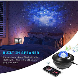 Universal Projecteur étoile à LED délicat, projecteur à ondes d'eau tournant, veilleuse télécommandée, lecteur de musique à changement de couleur avec minuterie Bluetooth, cadeau de décoration de chambre pour enfants et adultes, (noir)