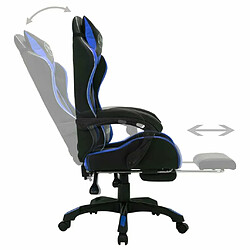 Maison Chic Chaise de jeu vidéo avec LED, Chaise gaming, Fauteuil gamer d'ordinateur,Chaise de Bureau RVB Bleu et noir Similicuir -GKD38903 pas cher