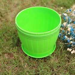 Wewoo Pot de fleur vert 10 PCS imitation en bois tonneau en plastique de résine avec plateau, diamètre supérieur: 16cm, hauteur: 13,5 cm