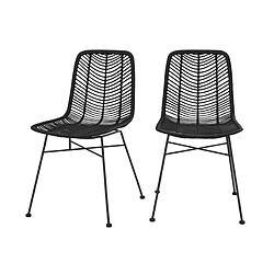 Rendez Vous Deco Chaise Tamara en rotin noir (lot de 2) 