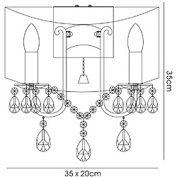 Avis Luminaire Center Applique murale Olivia avec interrupteur avec Abat jour noir 2 Ampoules chrome poli/cristal