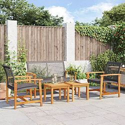 vidaXL Salon de jardin 5 pcs noir résine tressée et bois d'acacia 