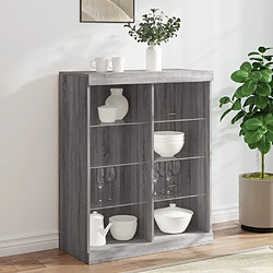 Maison Chic Commode Buffet - Meuble de rangement avec lumières LED sonoma gris 81x37x100 cm -GKD15389