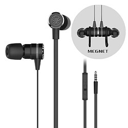 Wewoo Ecouteurs Casque de jeu 3,5 mm avec microphone Stéréo magnétique filaire (noir) 