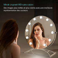 EMKE Miroir de maquillage Hollywood avec Ampoules LED Miroir grossissant Interrupteur tactile 3 couleurs dimmable Rotation à 360° - Cadre Blanc 47 x 40 cm