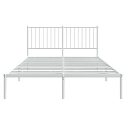 Maison Chic Lit adulte 140x200cm- Cadre de lit métal avec tête de lit pour chambre blanc -MN75085 pas cher