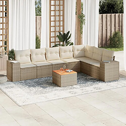 Maison Chic Salon de jardin avec coussins 8 pcs | Ensemble de Table et chaises | Mobilier d'Extérieur beige résine tressée -GKD60869